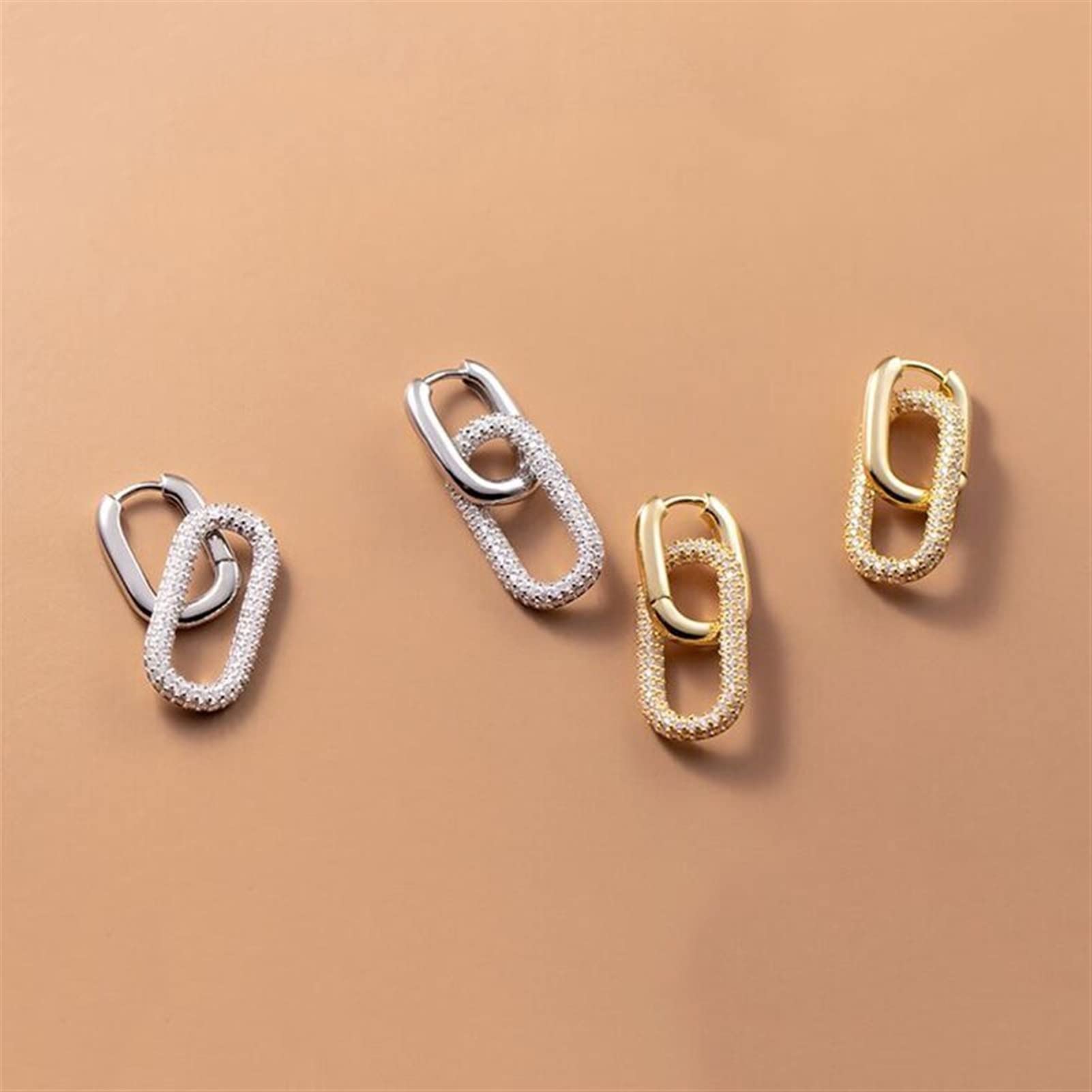 Pendientes Creativity 925 Declaración de Plata esterlina Boho Sparkling Zircon Pendientes Femenino Piercing Piercing Joyería Lindos Aretes (Gem Color : Gold)