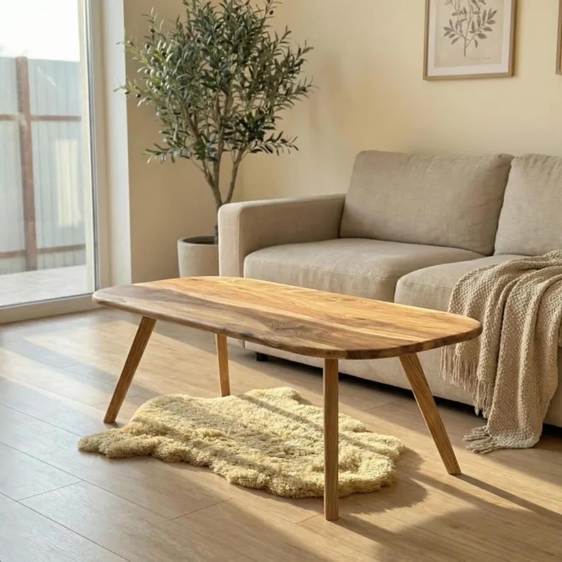 Wooden Expert Handmade Solid sheesham Wood Wood Coffee Table for Living Room Wooden β Modern Natural Finish, Minimalist Mid-Century Design Coffee Table for Living Room Wooden