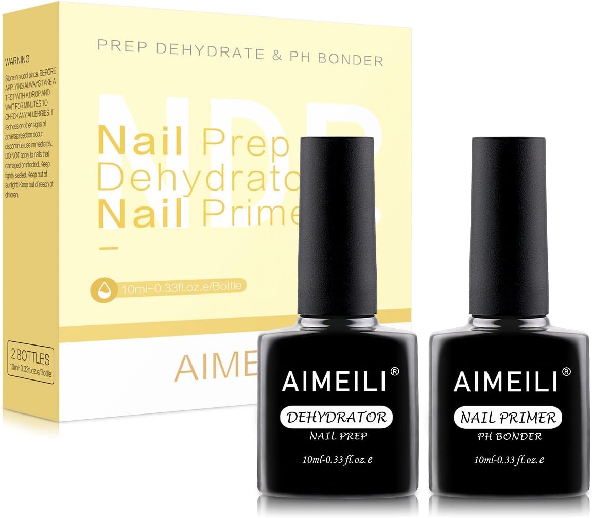 AIMEILI 2 x 10ml Dehydrator Nail Prep and Primer, Air Dry Nail Primer Nail Dehydrator for Acrylic Nails Gel Nails