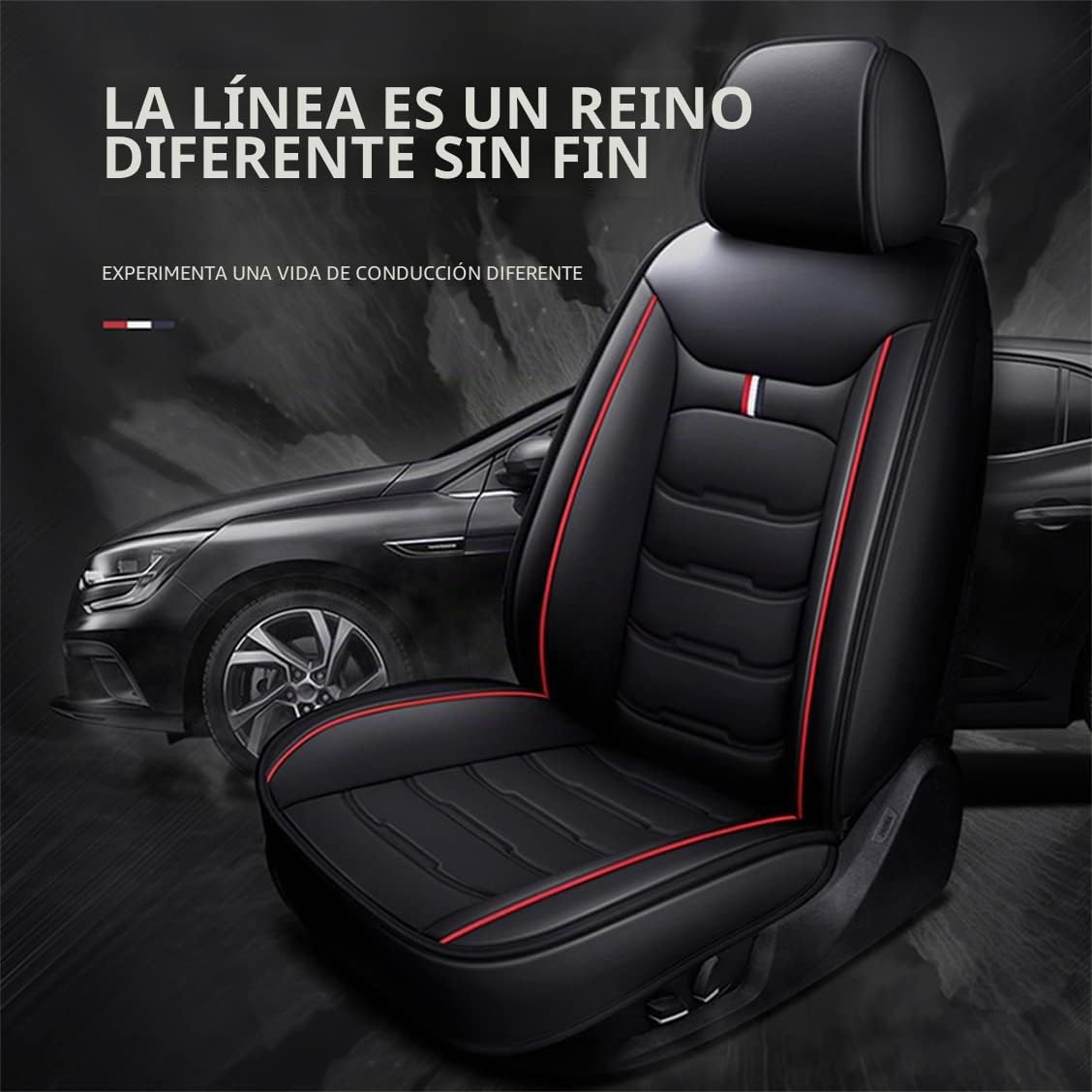 Coche Juegos de Cubreasientos, para Renault Kadjar 2015 2016 2017 2018-2022 5 Plazas Cuero Protector de Asiento de Coche Accesorios,Standard Version-Black Red