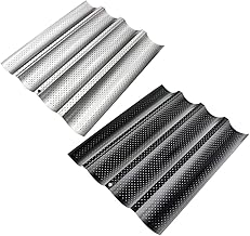 Forma de baguete perfurada antiaderente e útil para assar pão francês, 4 pães de ondas, pão, assar, moldar padeiros, torradeira de forno (cor aleatória)