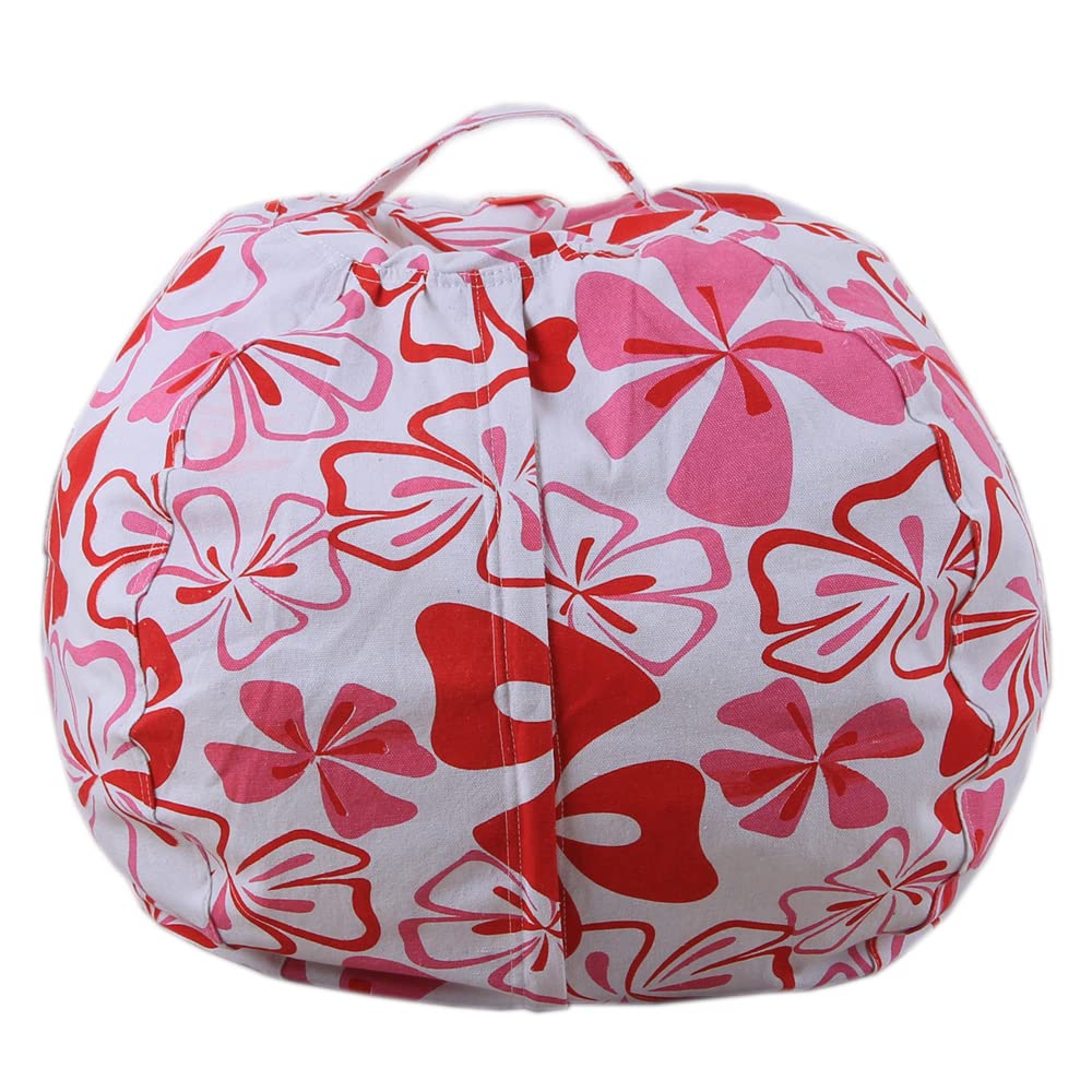 Highdi Cute Bean Bag No Filler, Gaming Beanbag Chair Cover for Adult Kids Without Filling Highback Comfortable Lazy Sofa Beanbag Soft Toy Storage Bean Bag Seat (38inch,Red flowers)