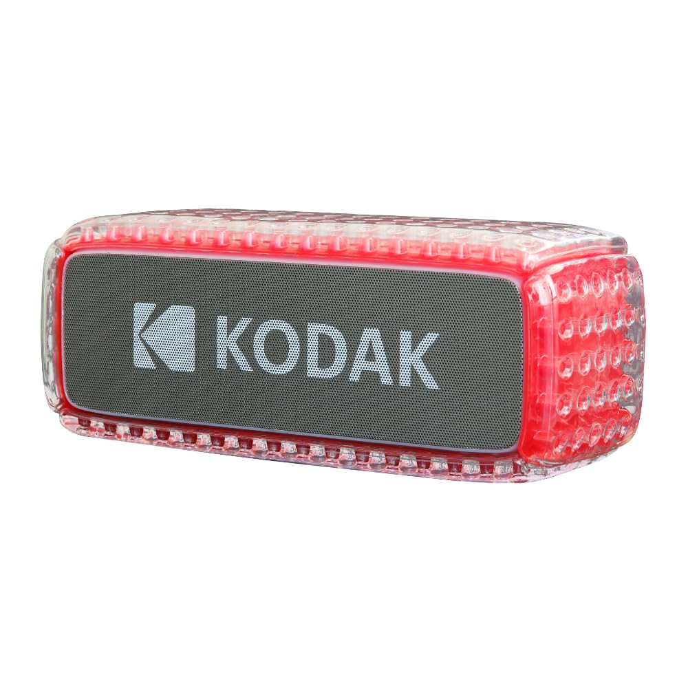 KODAK - Altavoz Bluetooth Impermeable IPX6, Sonido Potente de 8 W, iluminación RGB, duración de 5 Horas, conexión Bluetooth V5.0 - Rojo