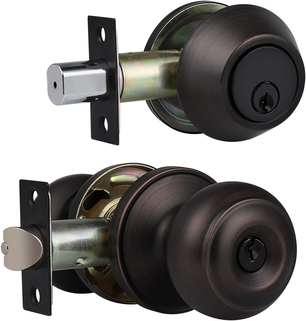 6 Pack Entry Door Knob and Deadbolt Set, Keyed Alike Oil Rubbed Bronze