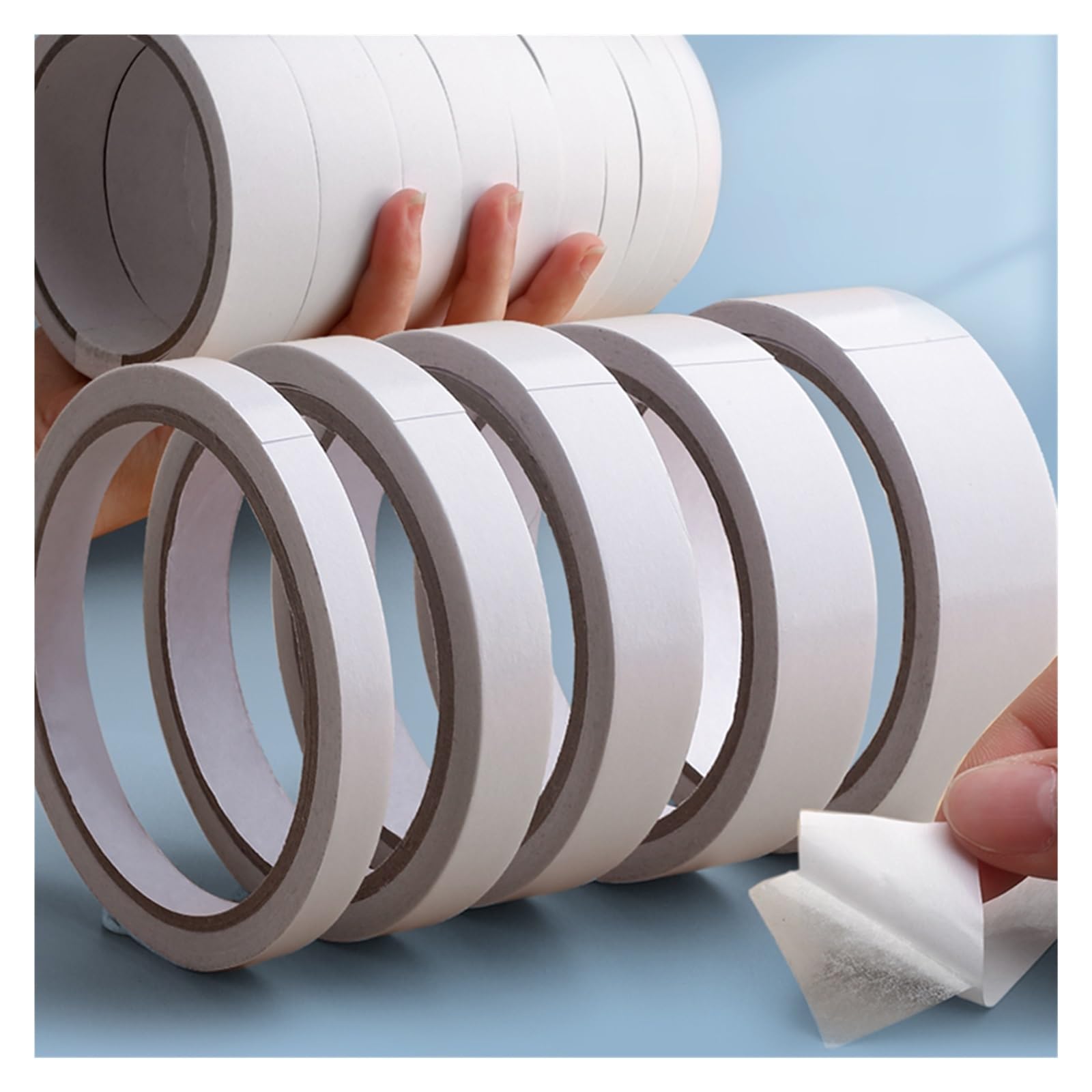 DAVBIR Weißes doppelseitiges Klebeband aus Papier, stark, ultradünn, stark klebende Baumwolle for das Heimbüro, doppelseitiges Klebeband, 10 Rollen/Set perfection (Size : 10M, Color : 30mmx10rolls)