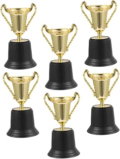 Kisangel Gold Plastic Reward Prize 6pcs Trophy Mini Prizes Soccer Medals Prizes for Kids Golden Cup Trophy Game Winner Golden Awards First Place Trophy