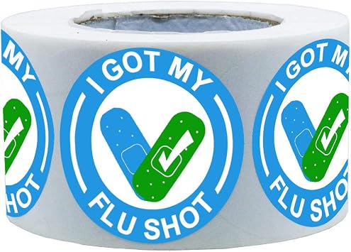 I Got My Flu Shot Stickers Waterproof Vaccine Stickers,1.5 Inch Blue Flu Season Sticker 500 Labels