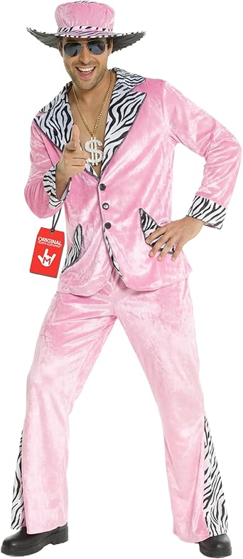 Morph Pink Pimp Costume For Men, 70s Pimp Suit Costumes, Mens Pimp Costume