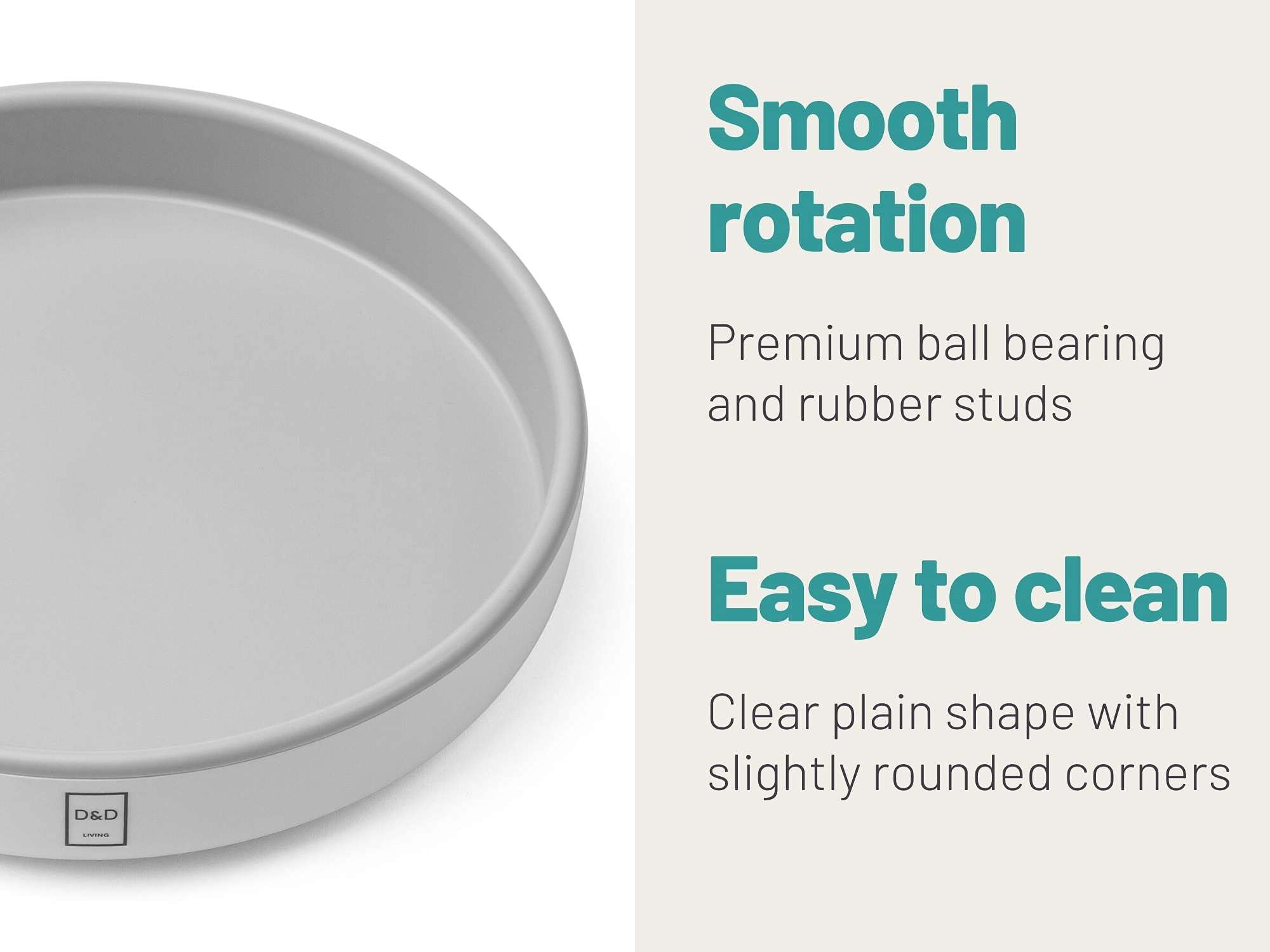 D&D Living® Plato Giratorio Ø 25 cm - Organizador de Cocina y Nevera Rotatorio | Lazy Susan Estante de Especias con Plástico Reforzado | Rondel con Rotación Silenciosa (Paquete de 2)