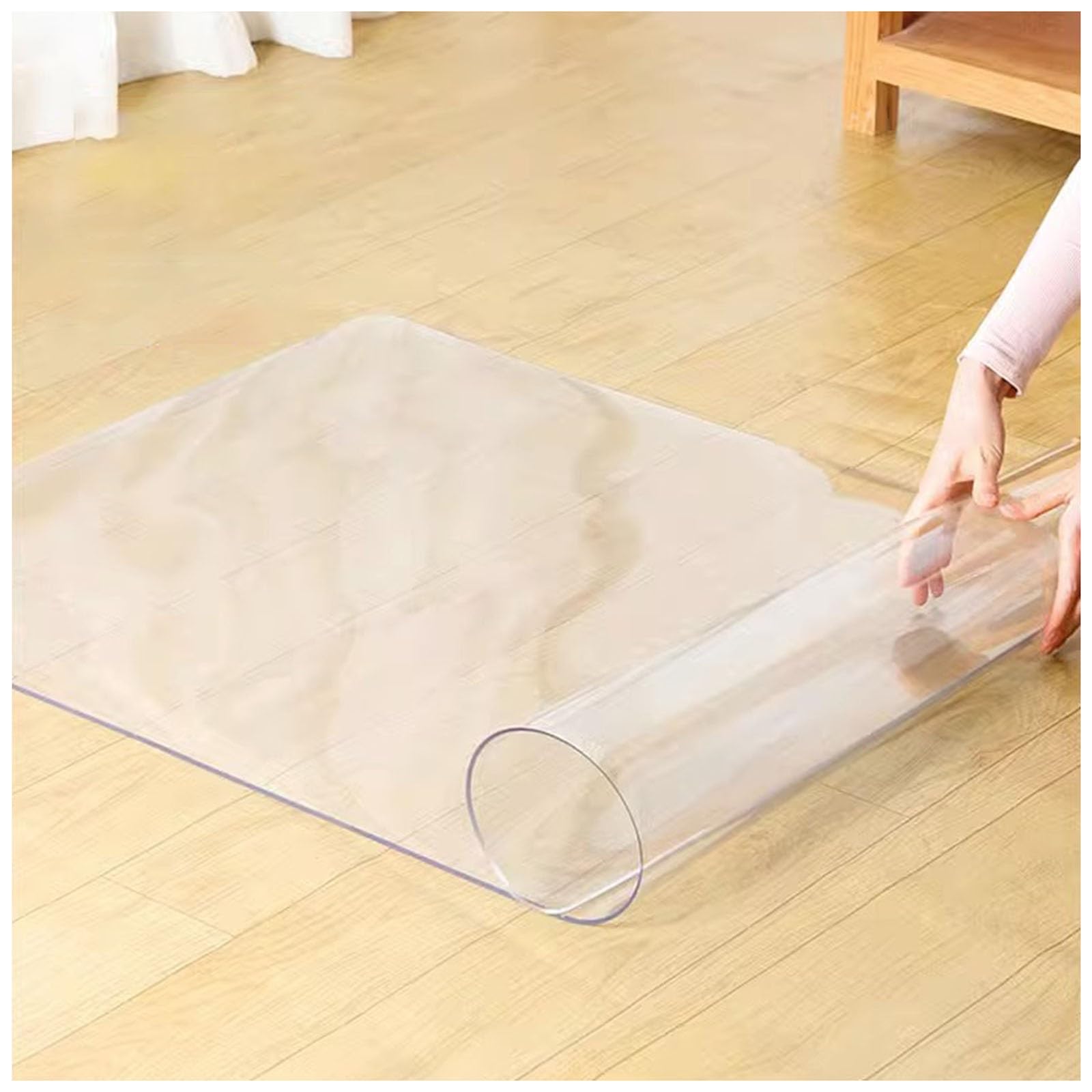 LXLZYXSF Clear Desk Chair Mat for Laminate Hardwood Floor Vinyl Rug Cover Rectangular Furniture Pad w Adhesive Spots