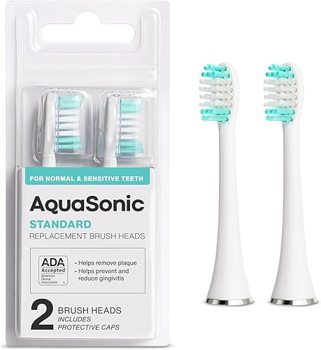 AquaSonic Cabezales de cepillo de repuesto estándar genuinos  Aceptado por ADA  para dientes normales y sensibles  Compatible con muchos mangos de
