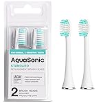 AquaSonic Genuine Standard Replacement Brush Heads | ADA Accepted | for Normal & Sensitive Teeth | Compatible with Many AquaSonic Toothbrush Handles (2 Pack White)