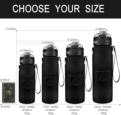 Miniatura 94 de Botella de agua deportiva Zorri, 13.5, 17, 23.6 onzas, sin BPA, a prueba de fugas, ligera, para exteriores, campamento, ciclismo, fitness, gimnasio