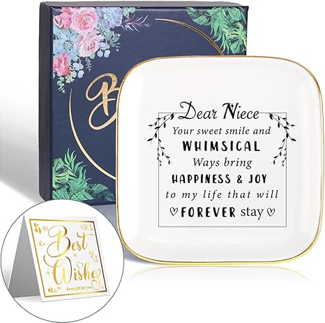 Amazon To My Niece Saying セラミックリングディッシュ装飾ジュエリートレイ 姪用 ユニークな姪 誕生日 クリスマス 叔母から姪への意味のあるギフト Dear Niece ジュエリー収納 オンライン通販