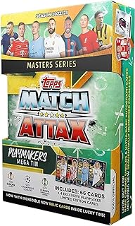 Topps Match Attax 2022-2023 Masters Series Mega Tin (90 Soccer Cards + 4 Exclusive Limited Edition Cards) (Playmakers Mega Tin)
