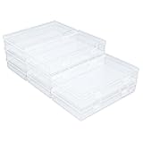 Thintinick 8 Pack Rectangular Clear Plastic Storage Containers Box with Hinged Lid for Beads and Other Small Craft Items (6.5 x 3.74 x 1.18 inch)