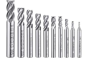 AFUNTA 10 Pcs High-Speed Steel (HSS) End Mill Bits: Essential Tools for Aluminum Machining
