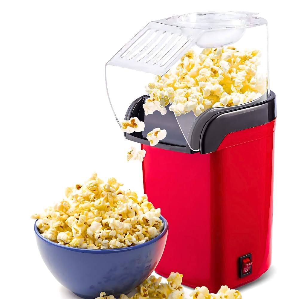 Drumstone (𝗦𝗽𝗲𝗰𝗶𝗮𝗹 𝟭𝟬 𝗬𝗲𝗮𝗿𝘀 𝗪𝗮𝗿𝗿𝗮𝗻𝘁𝘆) 1200W Electric Popcorn Maker with Measuring Cup – Fast 3-Min Popping, Oil-Free & BPA-Free for Healthy Snacks, Compact & Easy-to-Use Popper-image-41