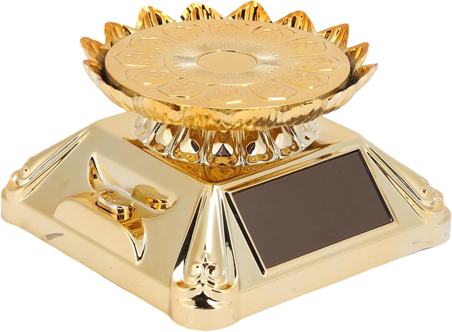 Solar Powered Jewelry Display Stand With 360 Degree Rotation LED Lights for Rings Watch Phone Showcase ABS Tray