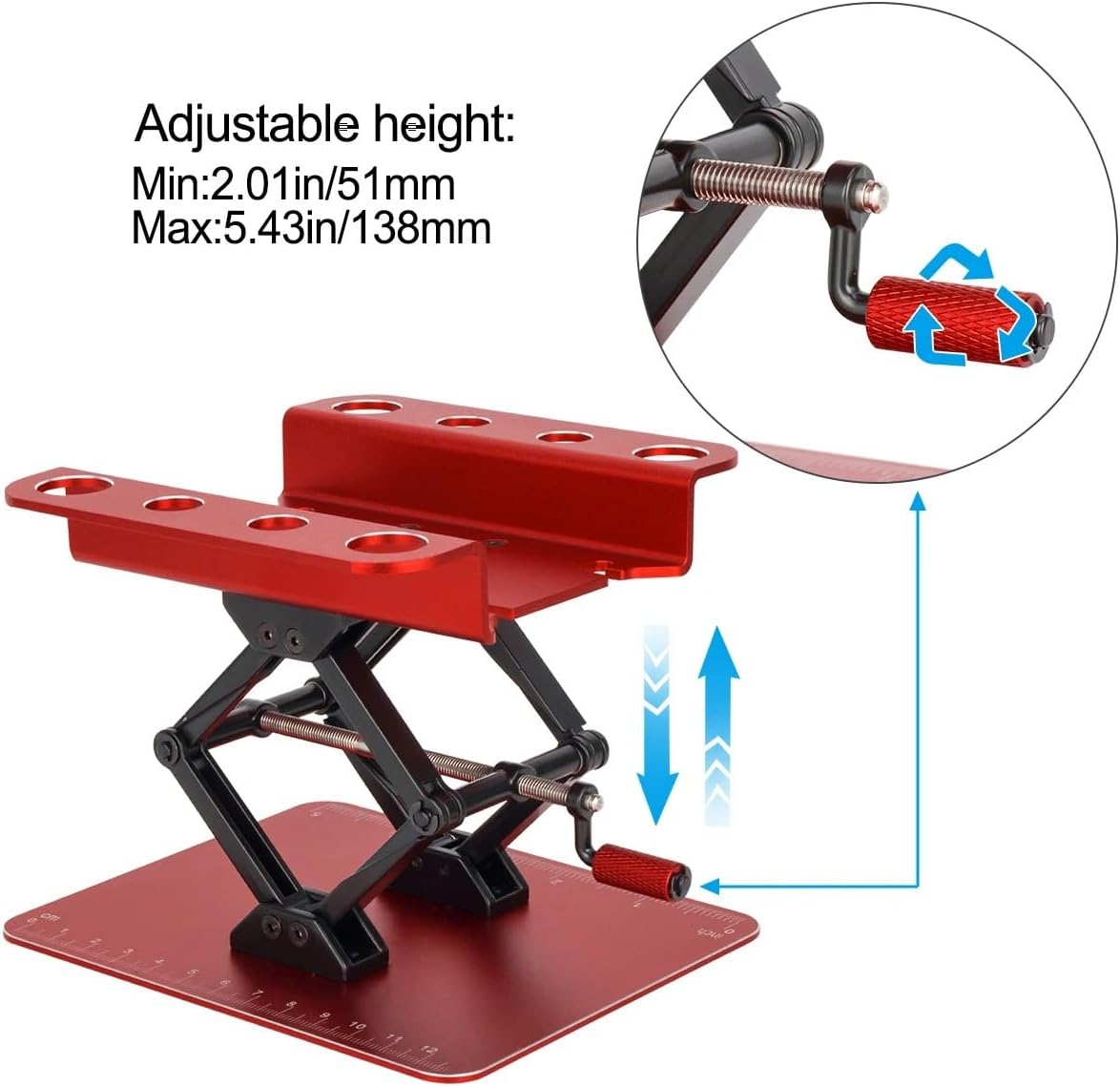 RC Car Work Stand Repair Station Assembly Platform with Adjustable Height (51-138mm) for 1/8 1/10 1/12 Scale Cars(Black)