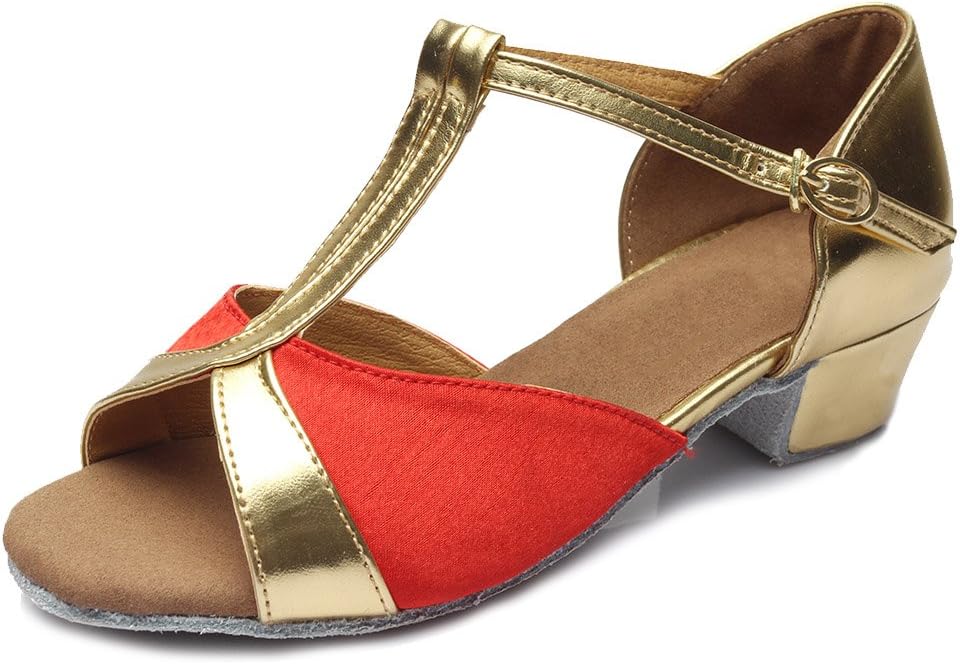AOQUNFS Toddler Girls Latin Dance Shoes Low Heel Kids Salsa Ballroom Tango Dance Shoes,605
