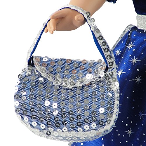 18 Inch Doll Clothes Clothing Accessory | Gorgeous Midnight Star Holiday Or Party 18" Doll Dress Gift Set Outfit With Silver Sequin Shoes And Purse Accessories | Fits 18" Dolls | Gift-Boxed! #TOP3