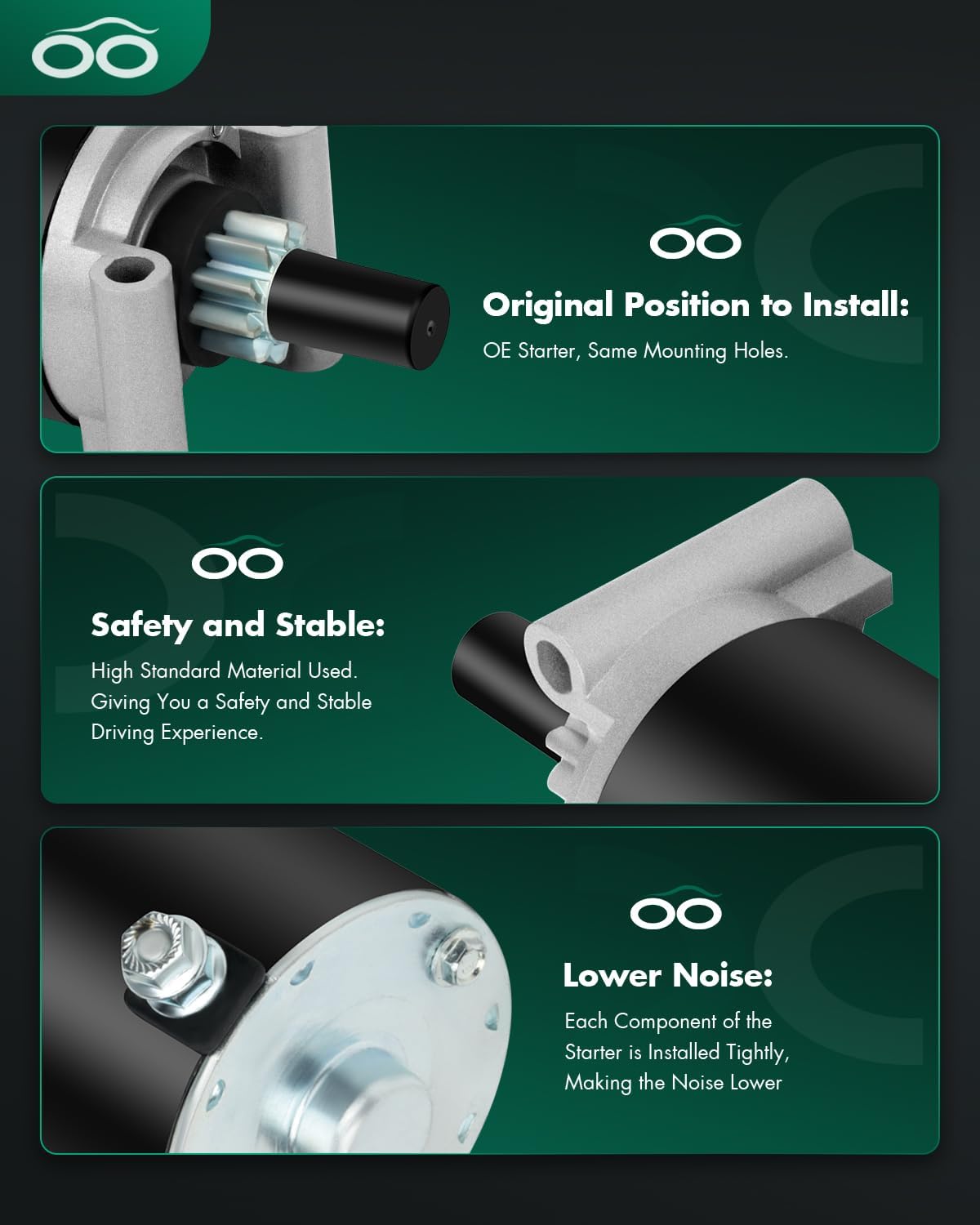 SCITOO Starter Motor SAB0157 5801N for Toro Tractors-Garden GT2100/GT2200 2006-2008 GT2300 2006 Tractors-Lawn LX425 2007/LX468 2008/LX468 LX500 2006 Tractors-Lawn SL500 12 Volt CCW 10-Tooth Pinion