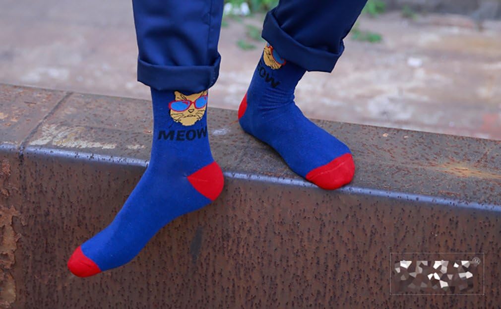 Men's 5 Packs Fun Crazy Animal Cotton Casual Crew Socks - Image 4