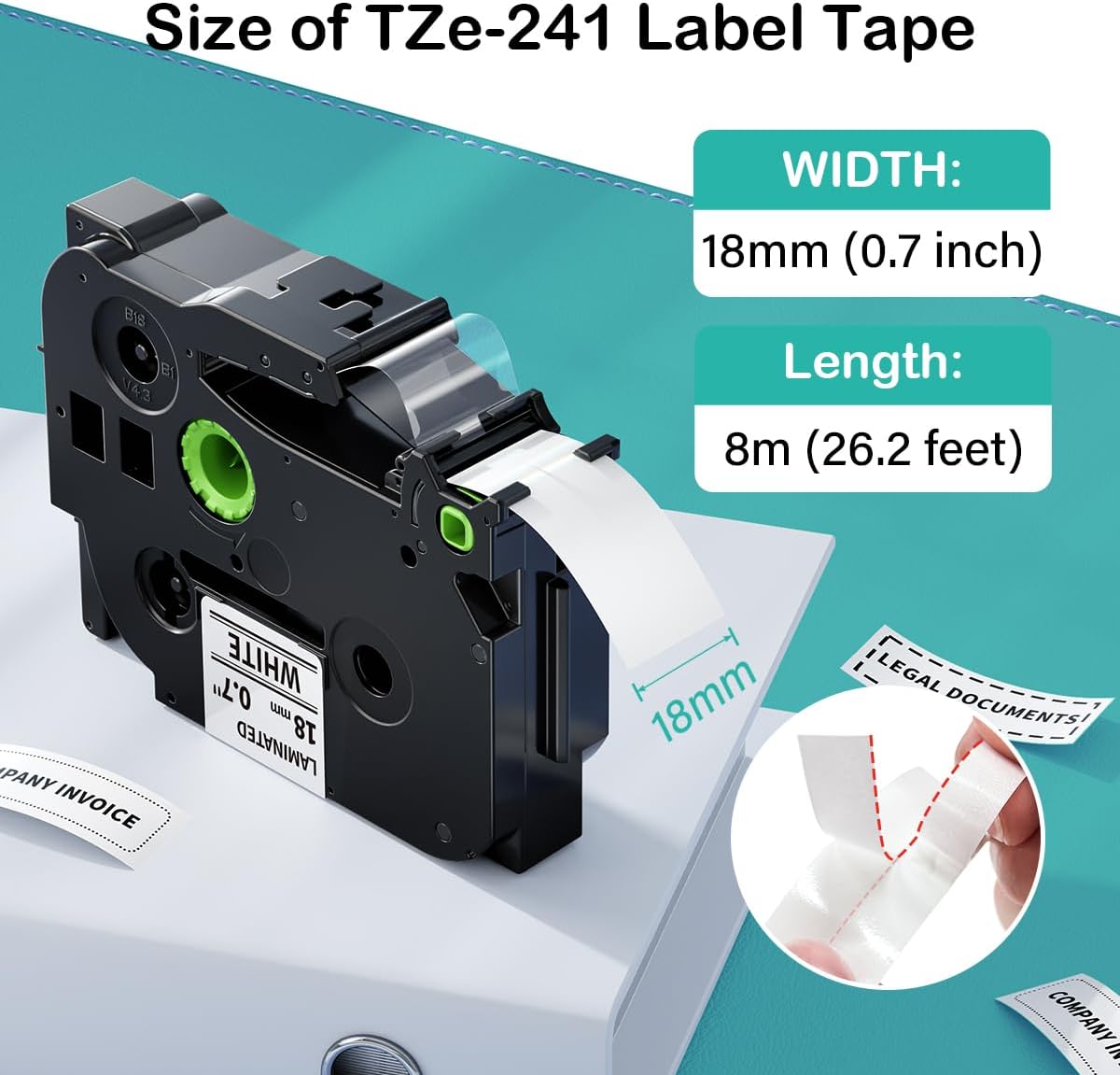 (Used, as is, maybe missing pieces)  Labelife TZe-241 TZe TZ Tape 18mm 0.7 Laminated White Compatible with Brother P Touch Label Maker Tape 18mm .7 TZe241 for Brother PT-D400 PT-D410 PT-D600 D610BT PTD460BT, 5-Pack, 3/4 Inch Black on White 18mm 0.7 inch 5