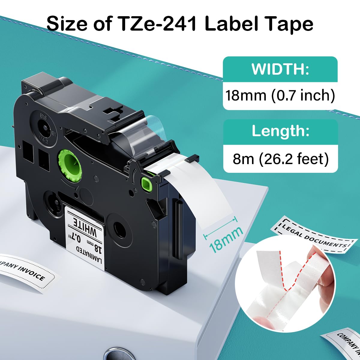 Tze Tape 4PK Replacement For Brother TZe-241 Ptouch Label Tape 18mm 0.7 ...