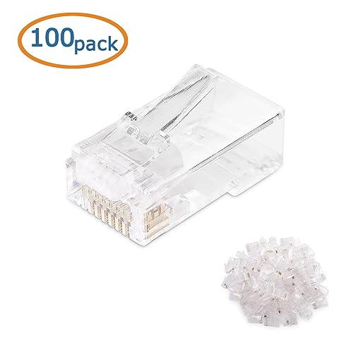 Miniatura 5 de Cable Matters Paquete de 100 conectores RJ45 de paso Cat 6/enchufes modulares y 200 botas de alivio de tensión RJ45 de 8 colores