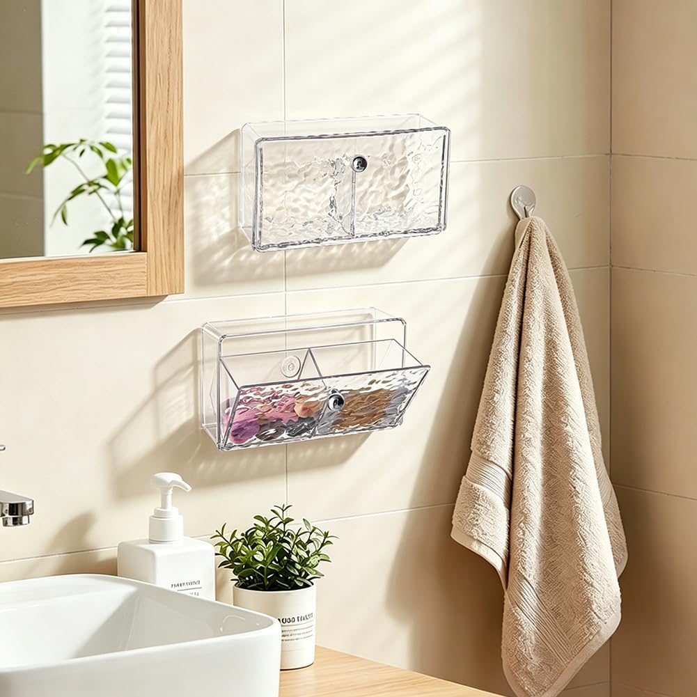 UNICRAFTALE 2Pcs Cotton Pad & Cotton Swab Storage Box for Bathroom Vanity