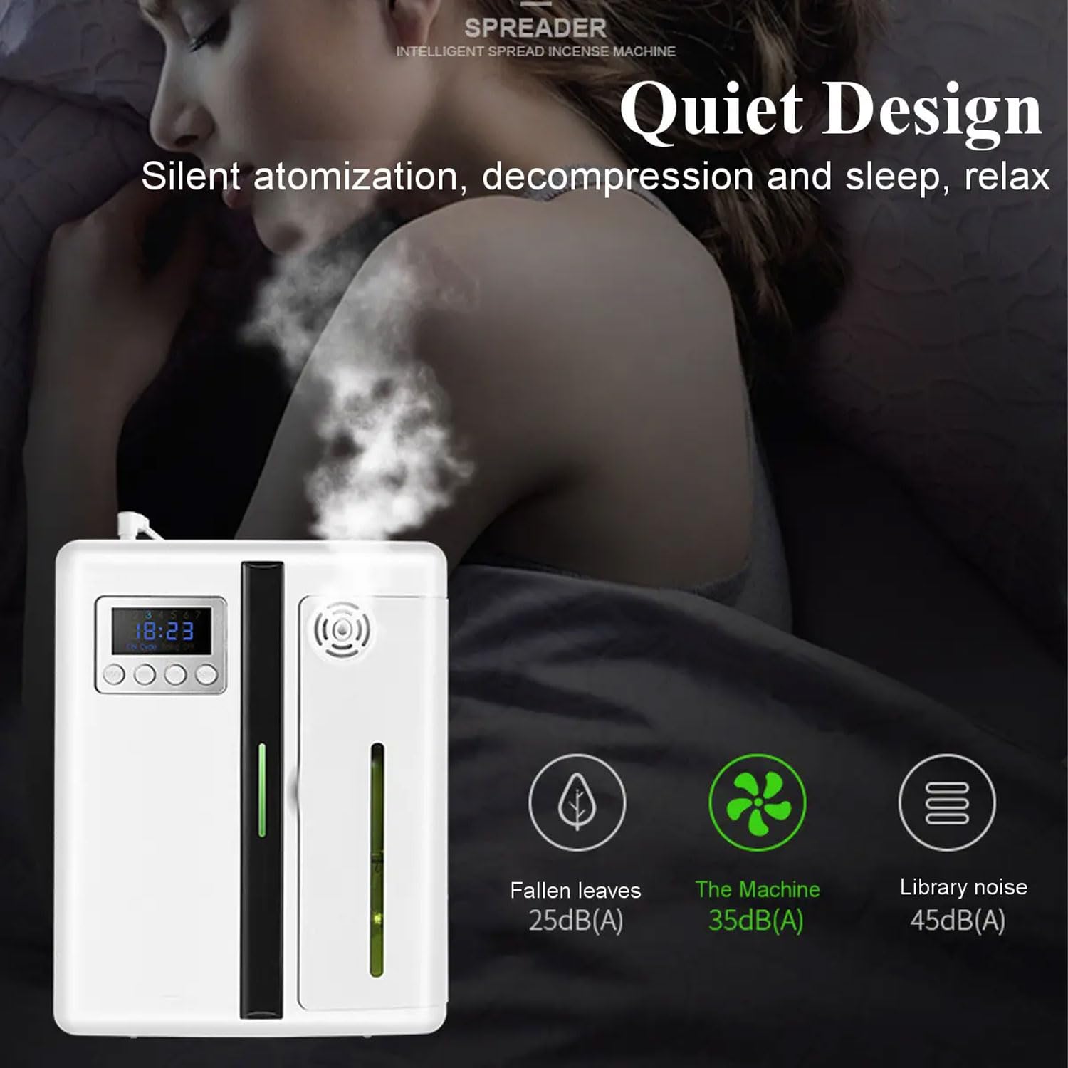 Kommerzieller 160-ml-Aromadiffusor, abnehmbare Duftluftmaschine mit Stummschaltung, kann 300 m³ abdecken, Öldiffusor mit Knopf-/Bluetooth-Steuerung, mit Zeitfunktion für Hotel, Büro, Lobby