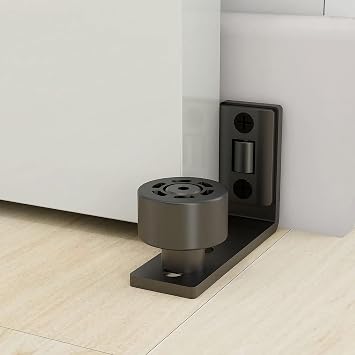 Wolfbird Floor Guide 2 Doors Adjustable Sliding Barn Door Bottom Roller Guide Wall Mount Hardware Black