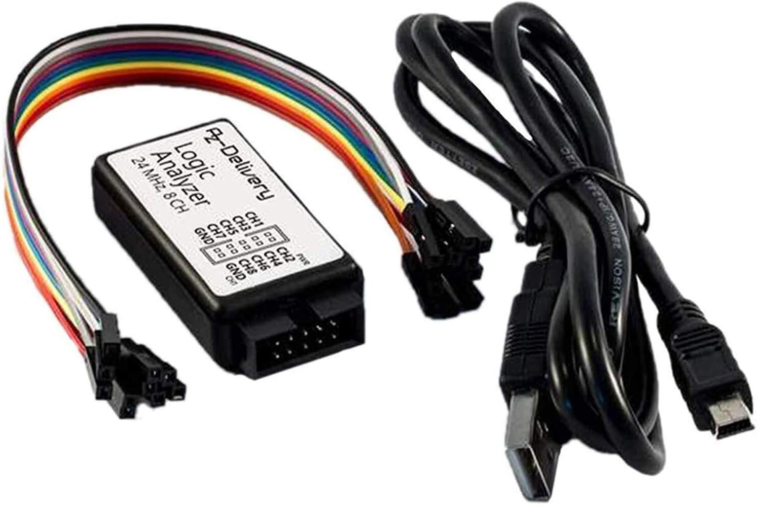 Logic analyzer 8 CH, 24 MHz with USB cable, compatible with Arduino including eBook