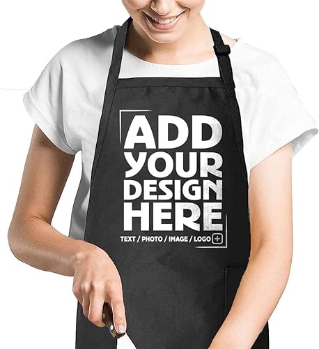 Miniatura 3 de shop4ever Diseño personalizado personalizado tu propio delantal de cocina con correa ajustable con bolsillos