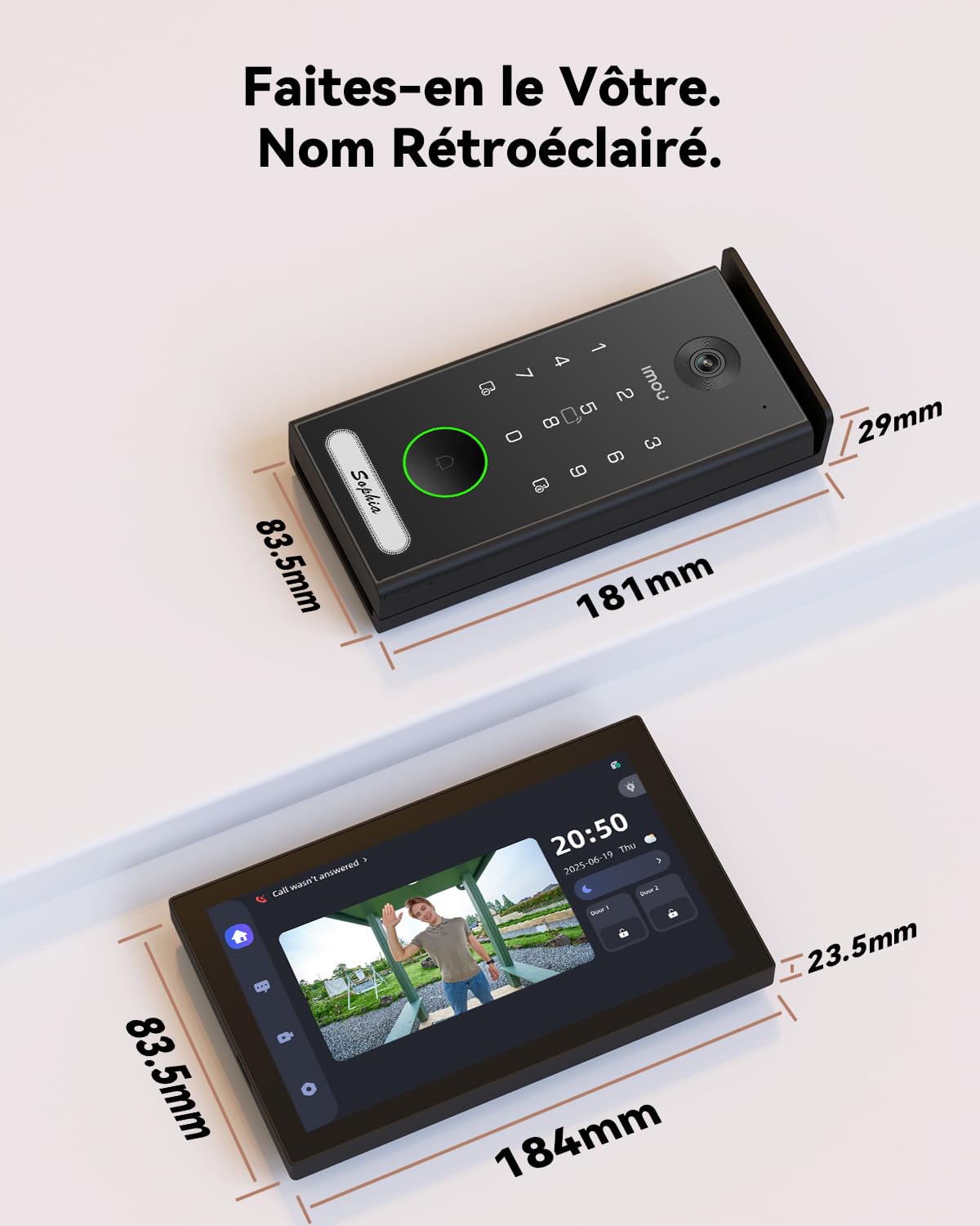 Imou 3K Visiophone Connecté Interphone Vidéo 2 Fils, 7'' Écran Tactile,IP65 | WiFi 2,4/5GHz, Détection Personne/Véhicule, Déverrouillage par Code/Carte/APP/Moniteur, Audio Bidirectionnel, Vision Nocturne