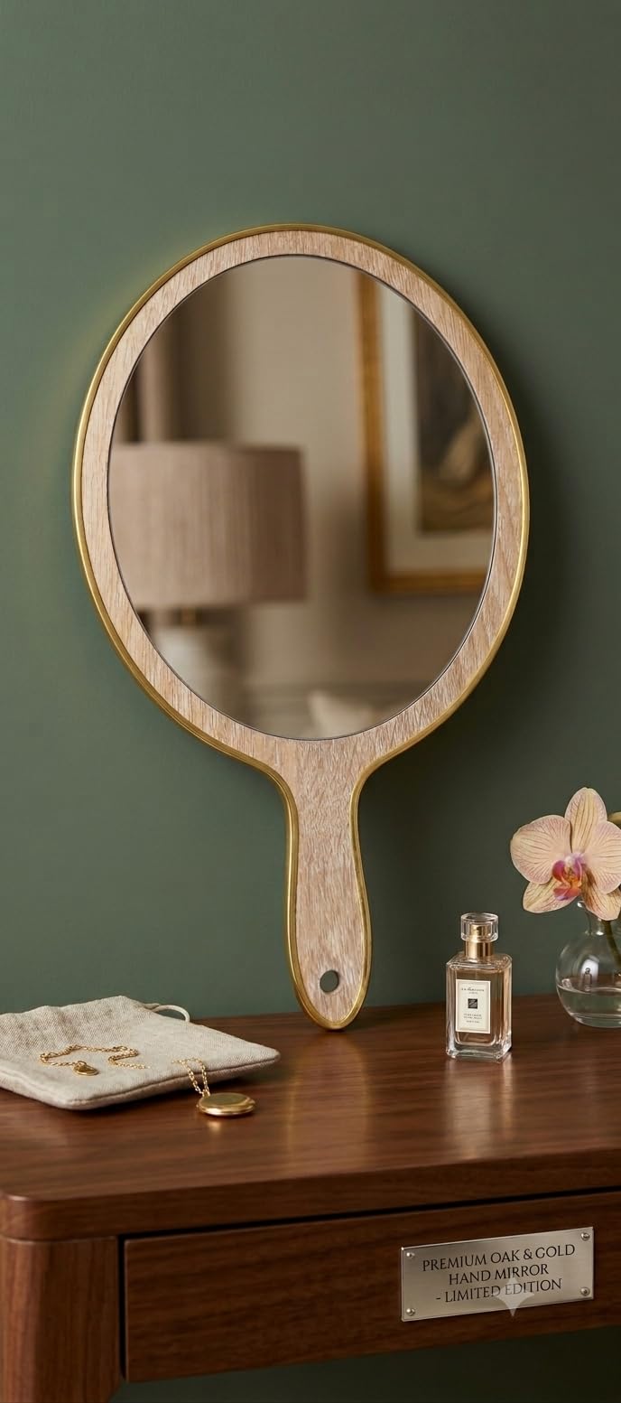 SIR INTERNATIONALHandheld Wooden Mirror – Round Makeup & Beauty with Natural Wood Handle, Portable Personal Grooming for Home, Salon, Travel-picture-32