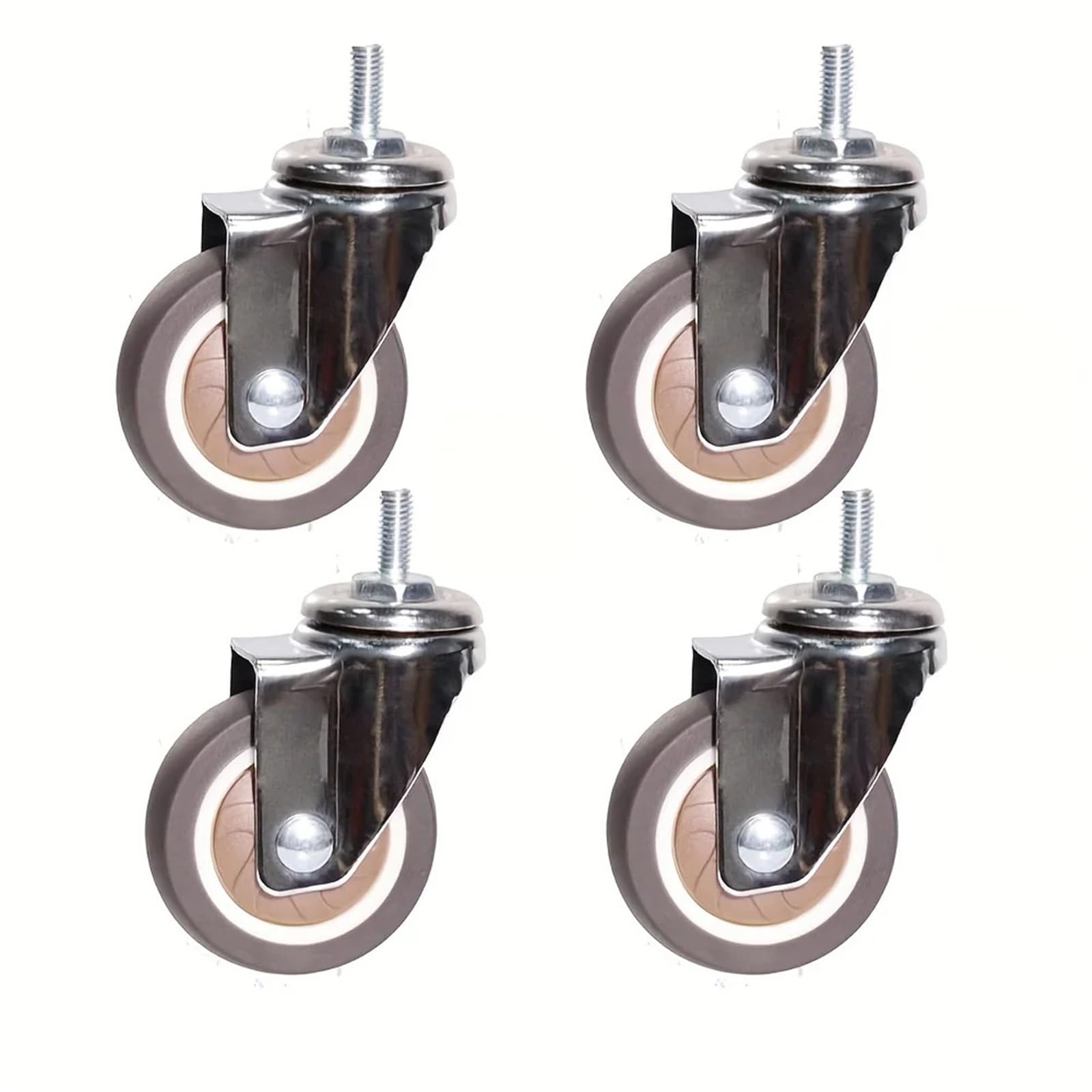 GYRAZXS 2 Inch Castor Wheels (4 Pack) - TPR Screw Lever Universal Casters 360° Swivel Bar Wheels for Shopping Carts Furniture Dollies Workbenches - Heavy Duty Mobility