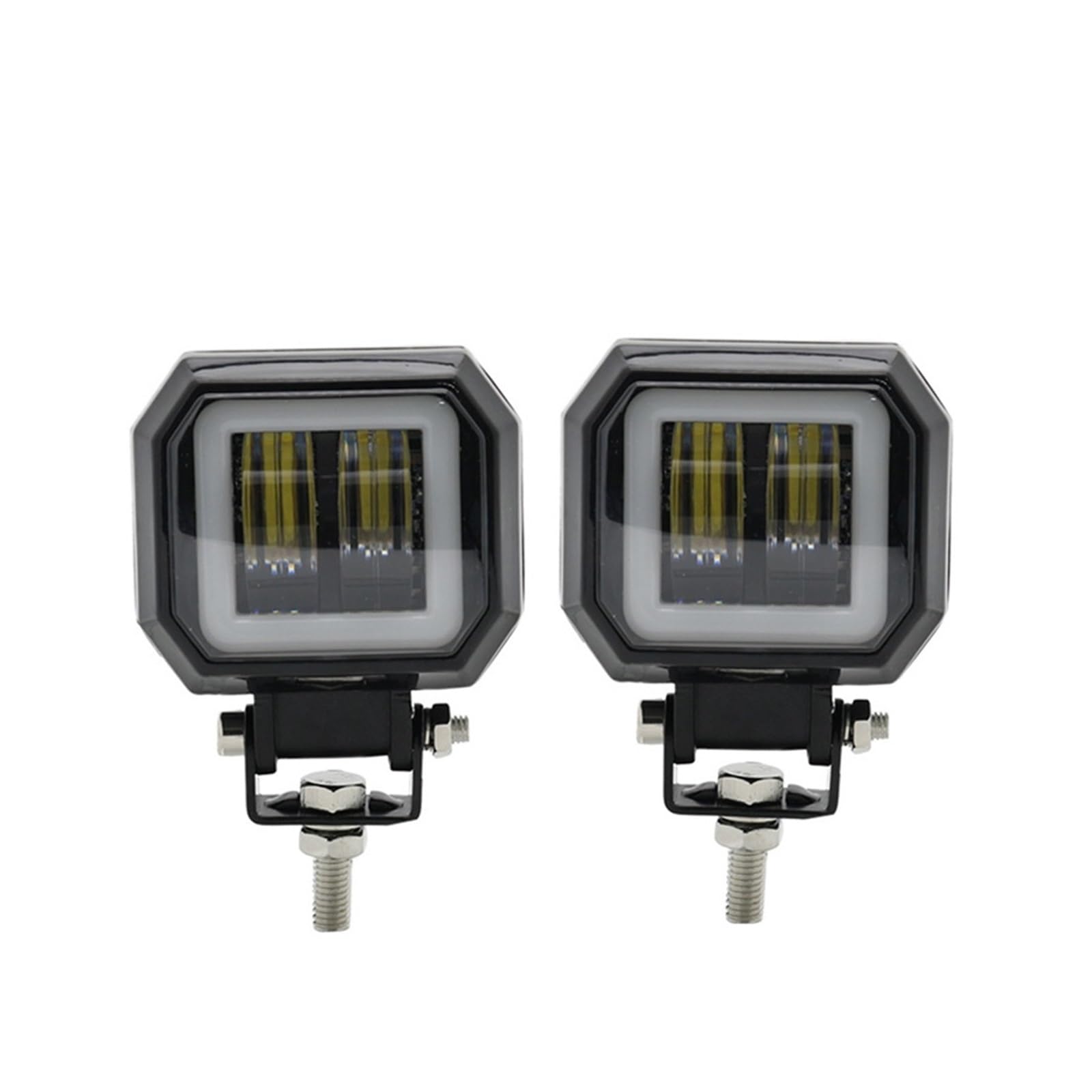 LED Oświetlenie pomocnicze Okrągła lampka LED w kształcie anioła | 2 szt. 12V-80V wodoodporne przenośne reflektory motocyklowe ciężarówka terenowa(2x white and blue 2)
