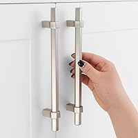 Vista 22 de Paquete de 5 tiradores de gabinete con agujero central de 5 pulgadas, manijas de gabinete en negro mate y níquel cepillado, accesorios de cocina