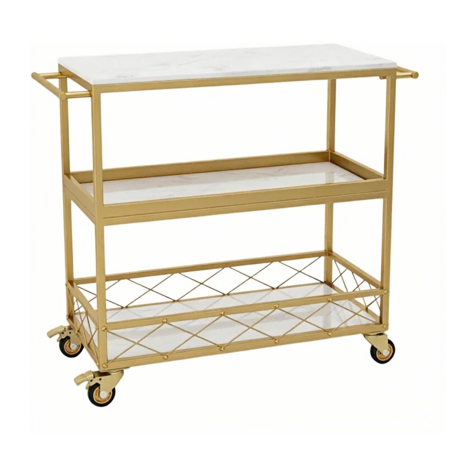 Ljhfg63kuyt White Multi-Purpose Mobile Kitchen Serving Cart Hotel Beverage Trolley Dining Room Sideboard Rack(,Medium)
