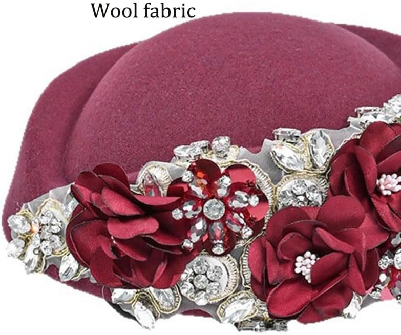 Retro British Handcrafted Flower Warm Hat Women's Wool Beret