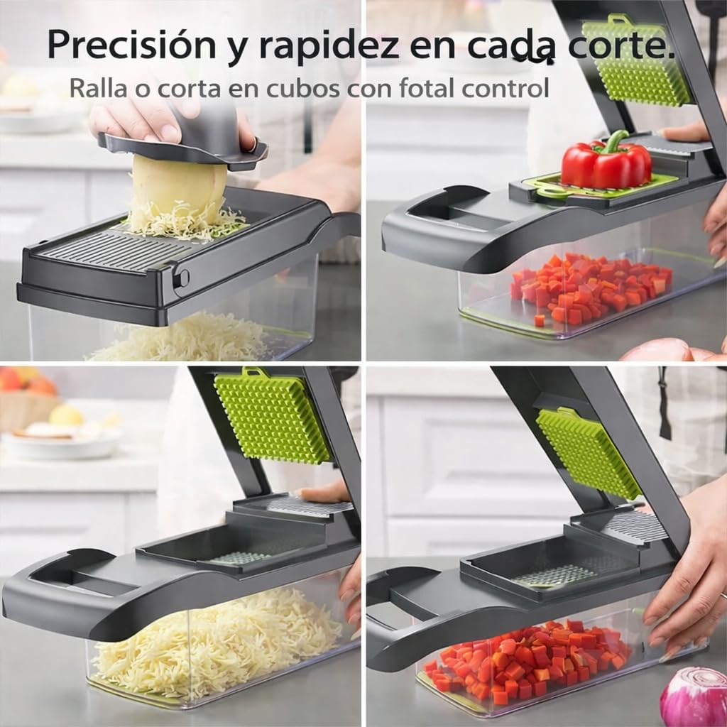 Mandolina de Cocina Profesional, Cortador de Verdura y Picadora de Verduras 16 en 1 – Cortador de Verduras y Picador de Verdura y Frutas – Mandolina Cocina, Cortador y Picadora Verduras — view 2
