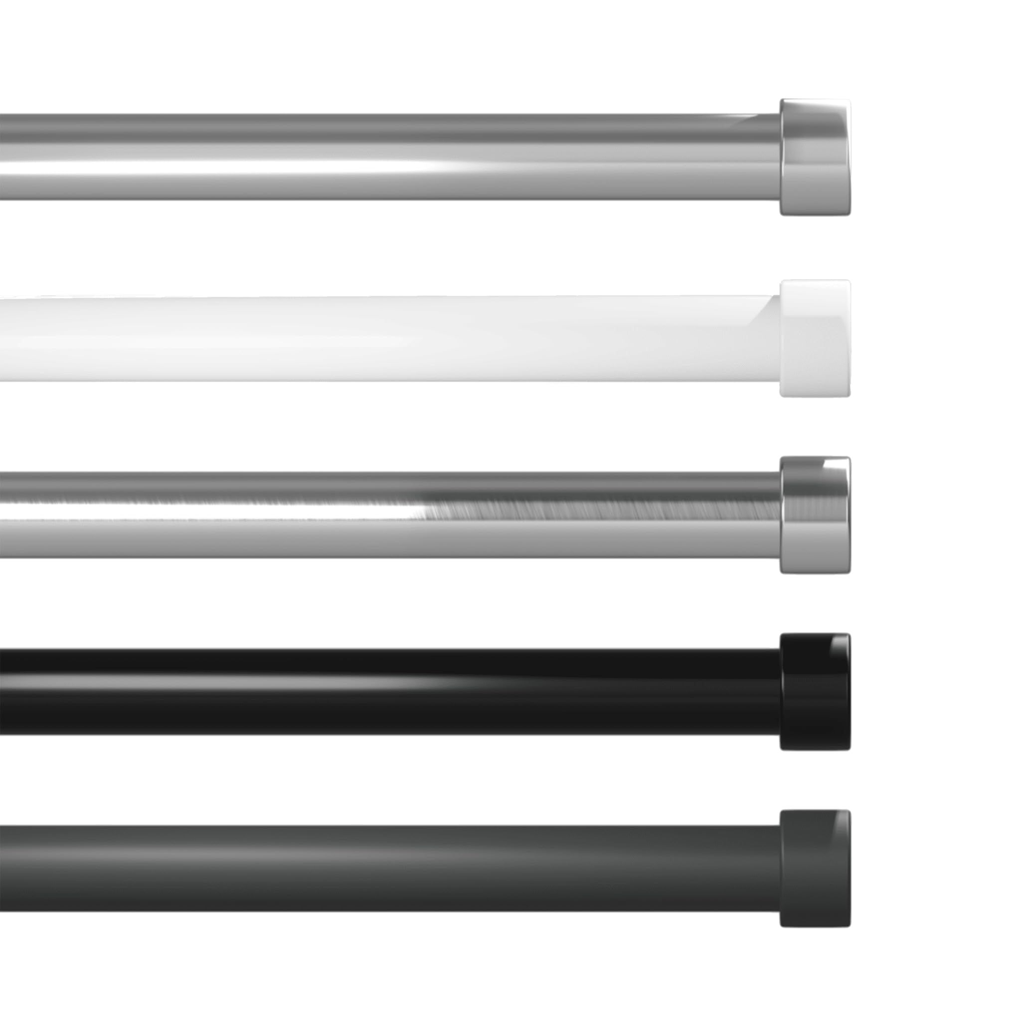 Caecus Metal Eyelet Extendible Curtain Pole 28mm Diamanter 120-220cm Length Painted Black with Crystal Ball Finial Ends