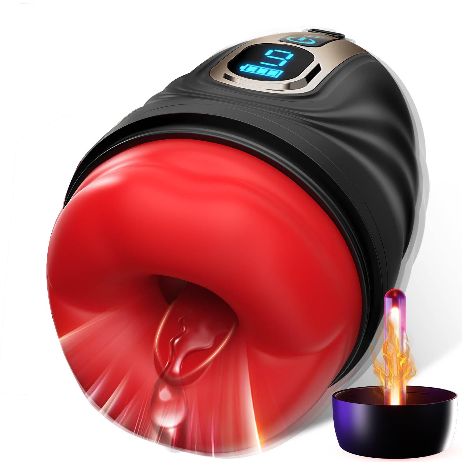Masturbateur Homme Automatique avec Fonction Chauffante Intelligente - Sensation de Fellation Réaliste & Vibration Haute Fréquence - Silicone Médical Soyeux - Appareil de Plaisir Masculin