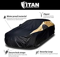 Vista 4 de Cubierta de coche Titan Jet Black Poly 210T para sedanes 186-202". Impermeable, protección UV, resistente a los rasguños, apertura con cremallera