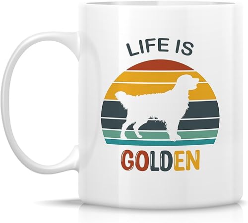 Miniatura 2 de Retreez Taza divertida  Lindo Golden Retriever Life is Golden Dog Lover Dog Lover Dog Mom Dad Tazas de café de cerámica de 11 onzas  Humor sarcasmo