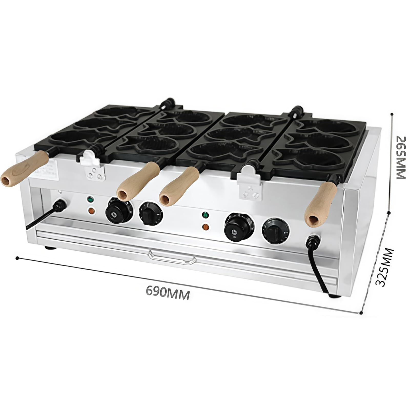 Gaufrier Taiyaki en Forme De Poisson (6/12 Emplacements), Gaufrier éLectrique Professionnel, Gaufrier AntiadhéSif, Moule en Forme De Poisson, pour Restaurants, CaféS