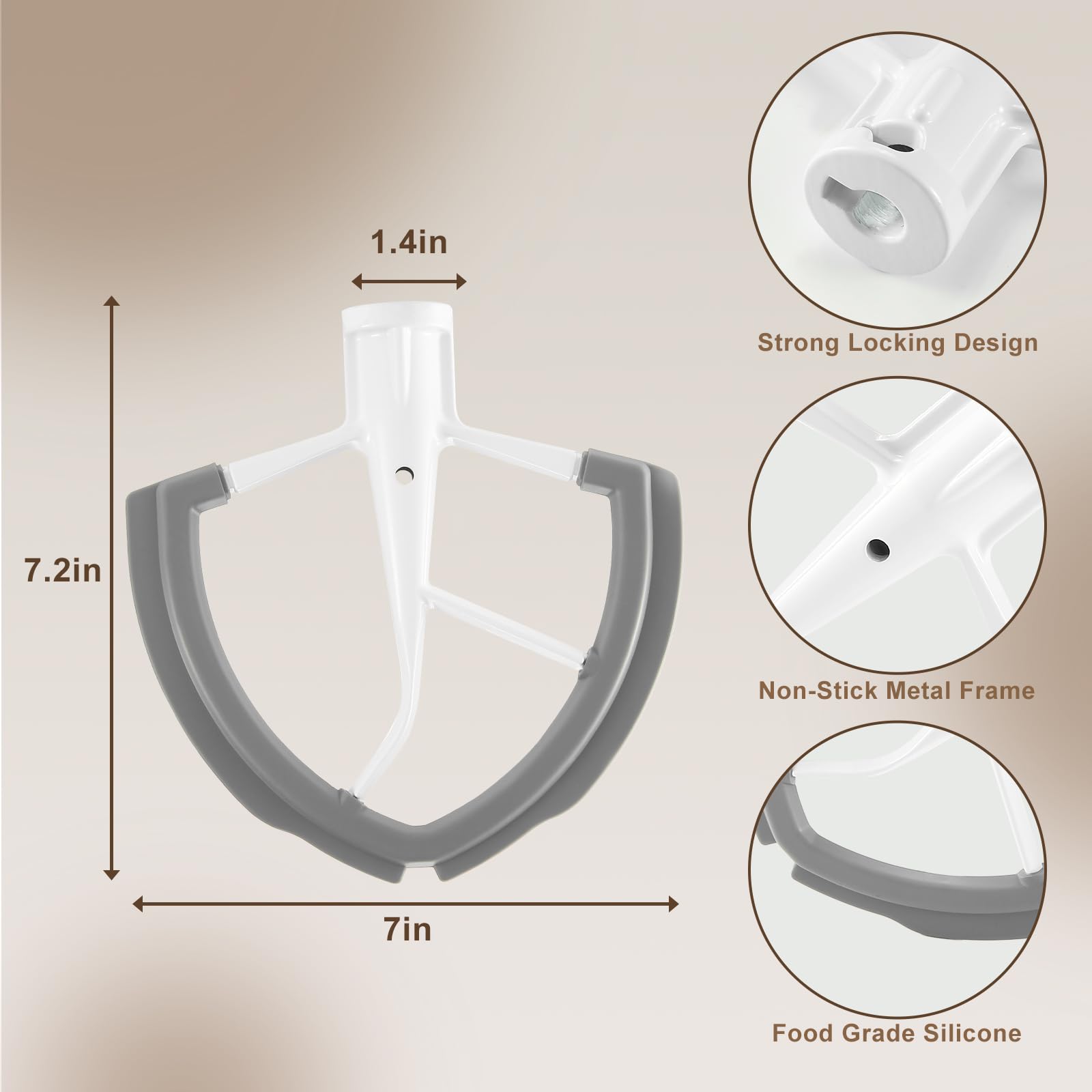 Flex Edge Schlägel für KitchenAid 6 QT Bowl-Lift Standmixer Küchenzubehör und Aufsätze Paddel mit Schaber für Küchenhelfer Mixer Zubehör Schlägelklinge 6 Quart